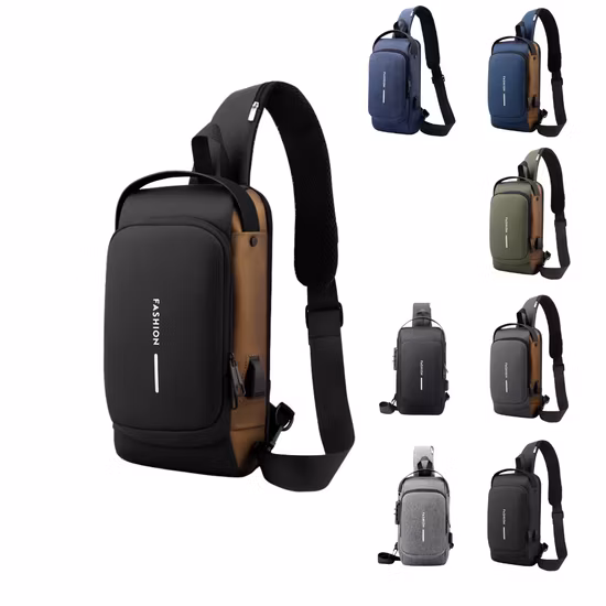 Crossbody Chest Bag with USB and Coded Lock Anti-Theft Shoulder Bag