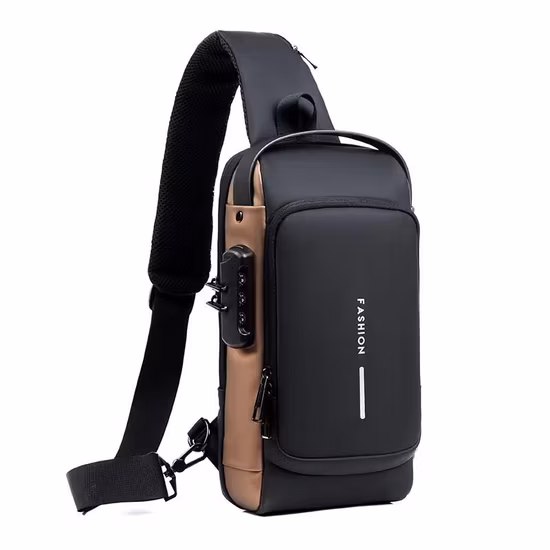 Crossbody Chest Bag with USB and Coded Lock Anti-Theft Shoulder Bag