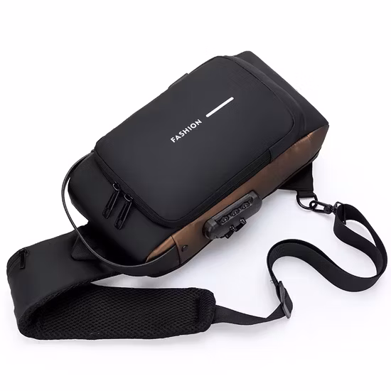 Crossbody Chest Bag with USB and Coded Lock Anti-Theft Shoulder Bag
