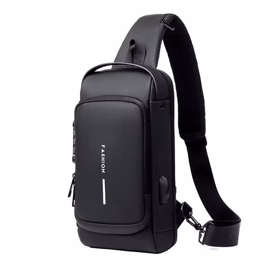 Crossbody Chest Bag with USB and Coded Lock Anti-Theft Shoulder Bag